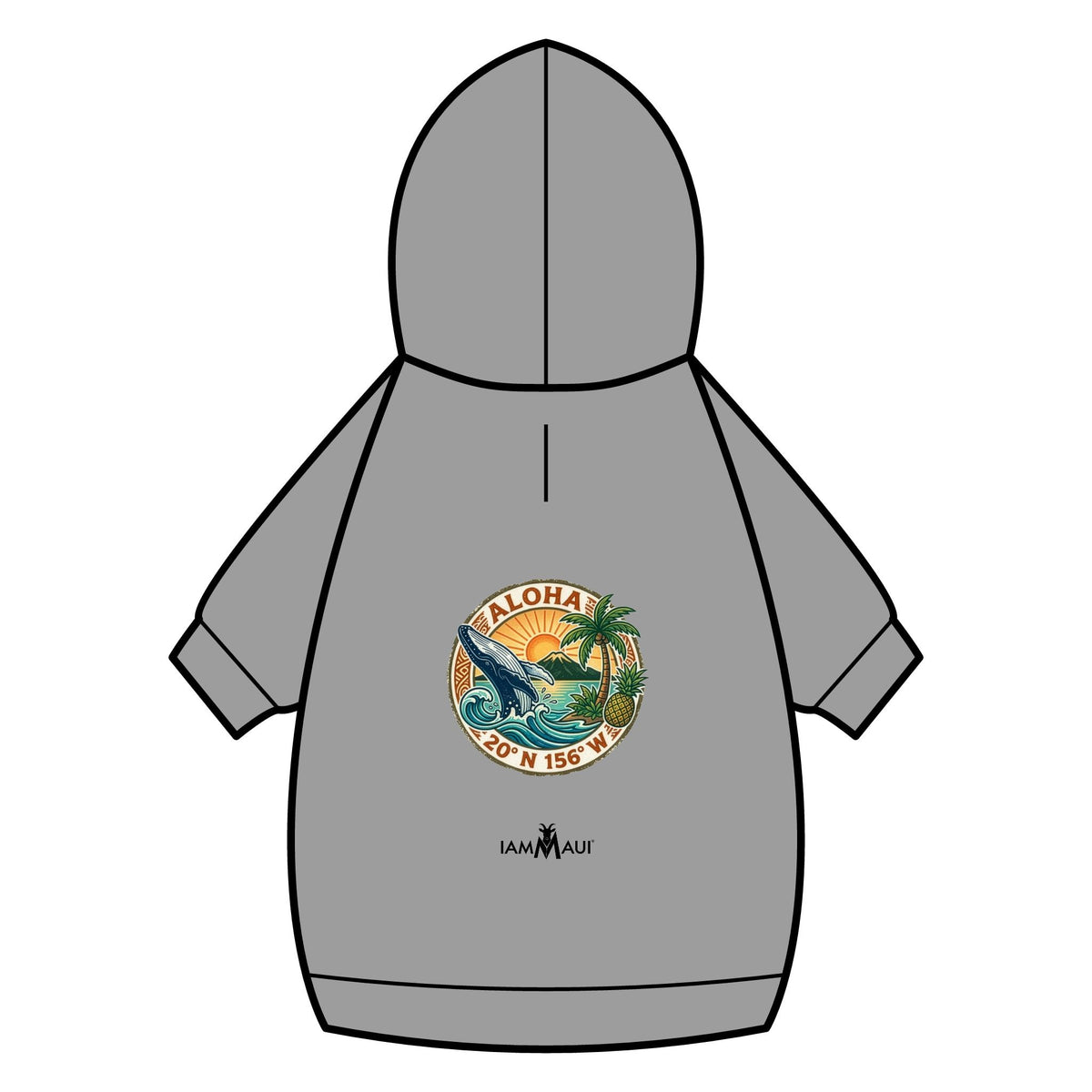 IAMMAUI® Aloha Surf Pet Hoodie — Tropical Wave Dog Sweatshirt with Collar Hole