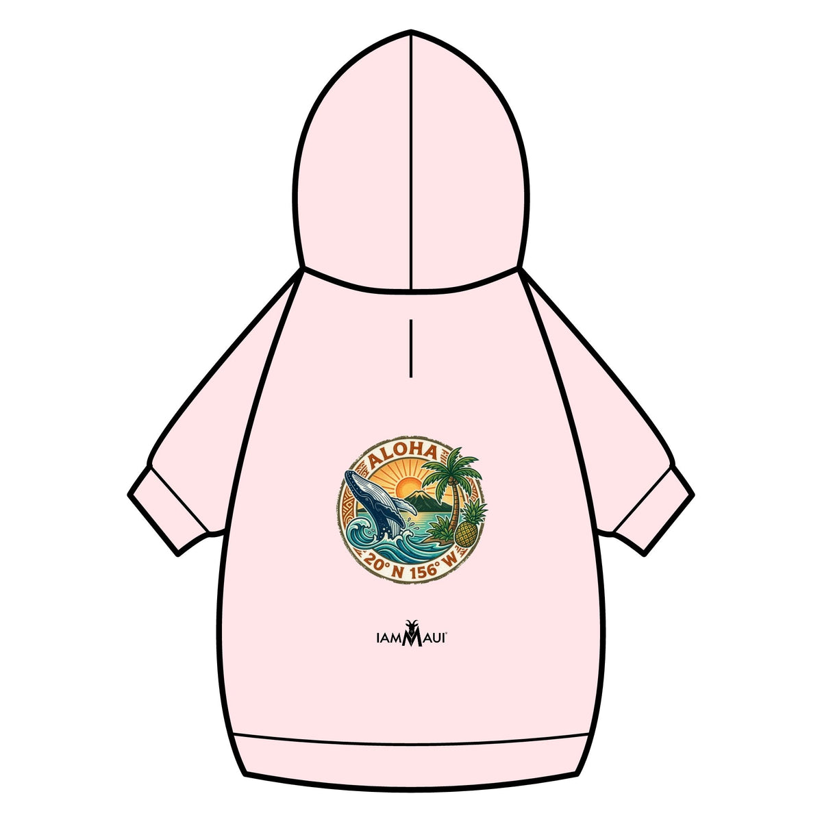 IAMMAUI® Aloha Surf Pet Hoodie — Tropical Wave Dog Sweatshirt with Collar Hole