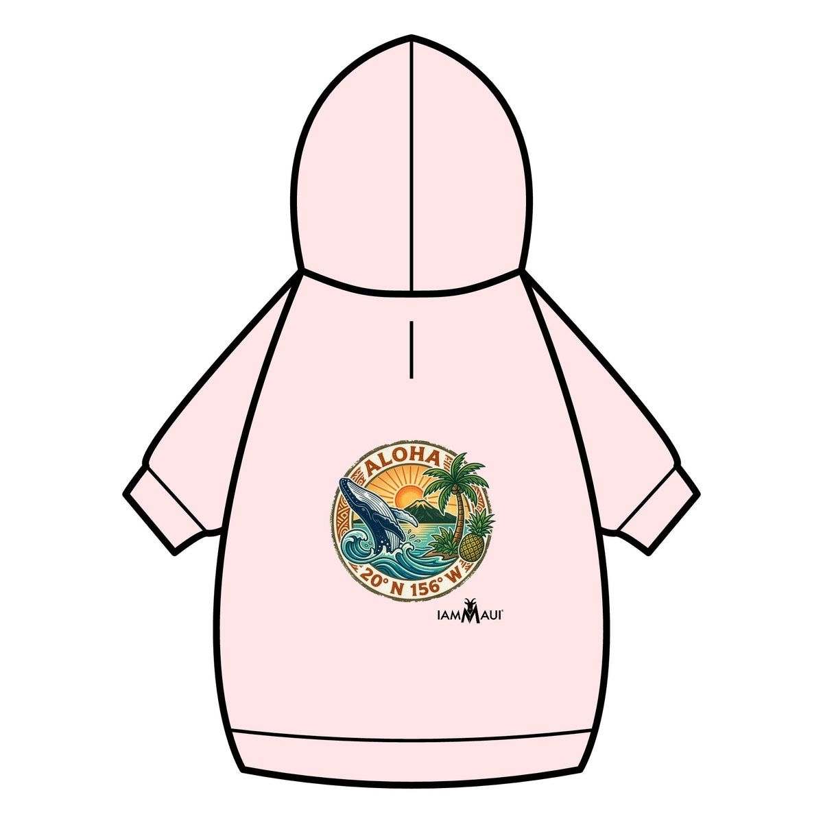 IAMMAUI® Aloha Surf Pet Hoodie — Tropical Wave Dog Sweatshirt with Collar Hole