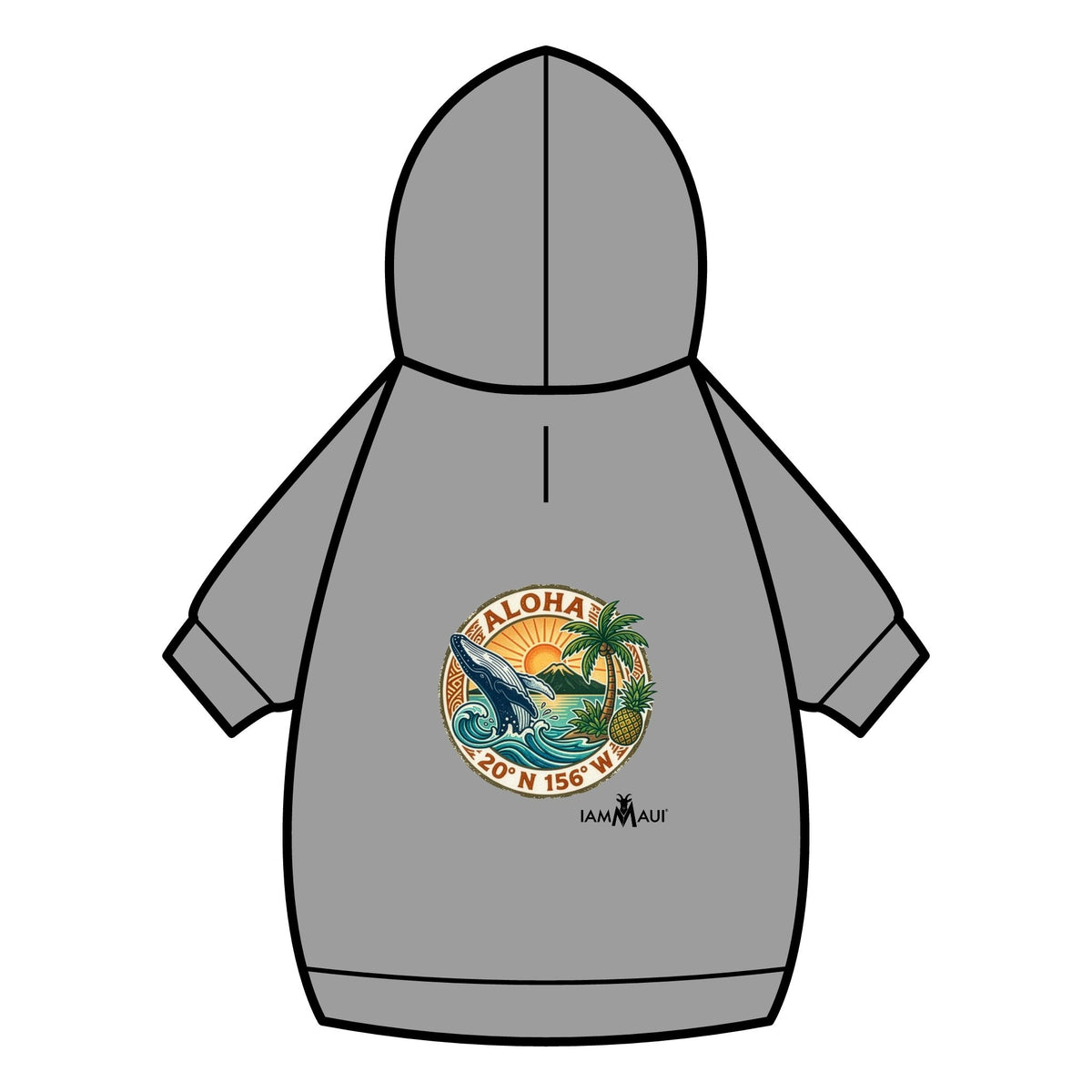 IAMMAUI® Aloha Surf Pet Hoodie — Tropical Wave Dog Sweatshirt with Collar Hole