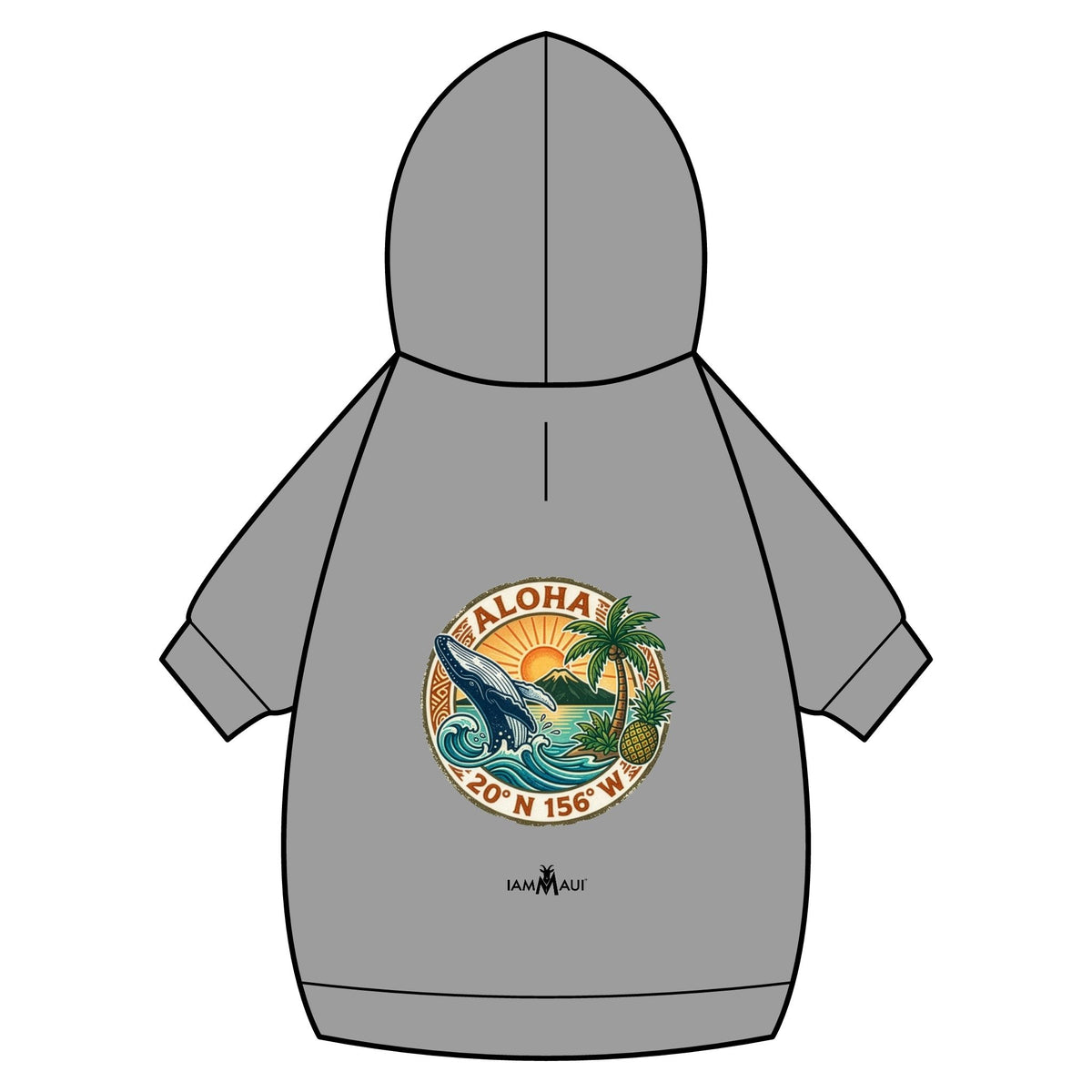 IAMMAUI® Aloha Surf Pet Hoodie — Tropical Wave Dog Sweatshirt with Collar Hole