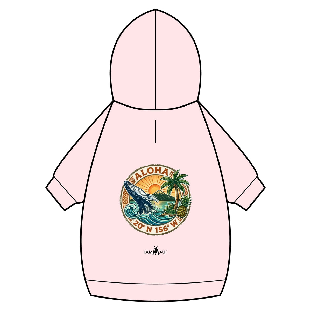 IAMMAUI® Aloha Surf Pet Hoodie — Tropical Wave Dog Sweatshirt with Collar Hole