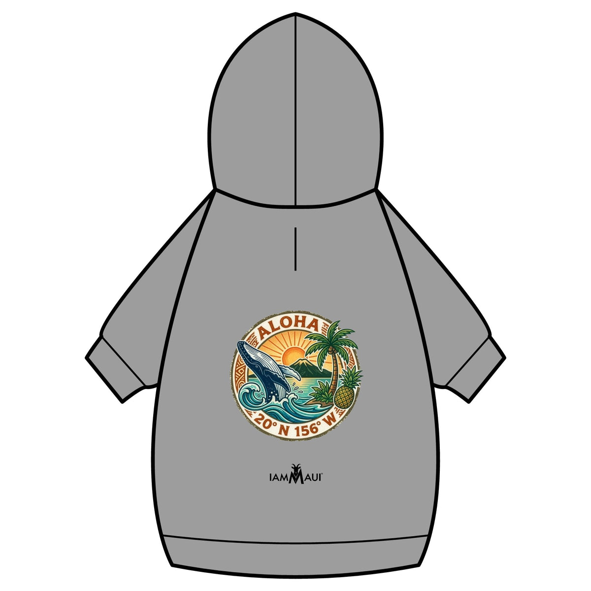 IAMMAUI® Aloha Surf Pet Hoodie — Tropical Wave Dog Sweatshirt with Collar Hole