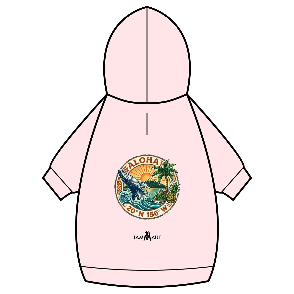 IAMMAUI® Aloha Surf Pet Hoodie — Tropical Wave Dog Sweatshirt with Collar Hole