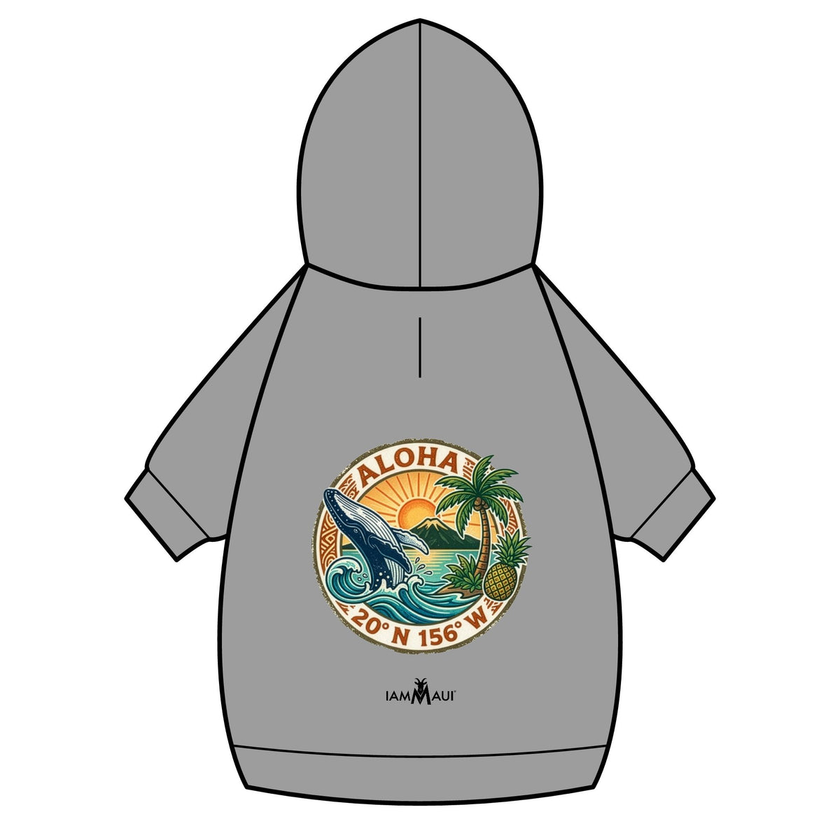 IAMMAUI® Aloha Surf Pet Hoodie — Tropical Wave Dog Sweatshirt with Collar Hole