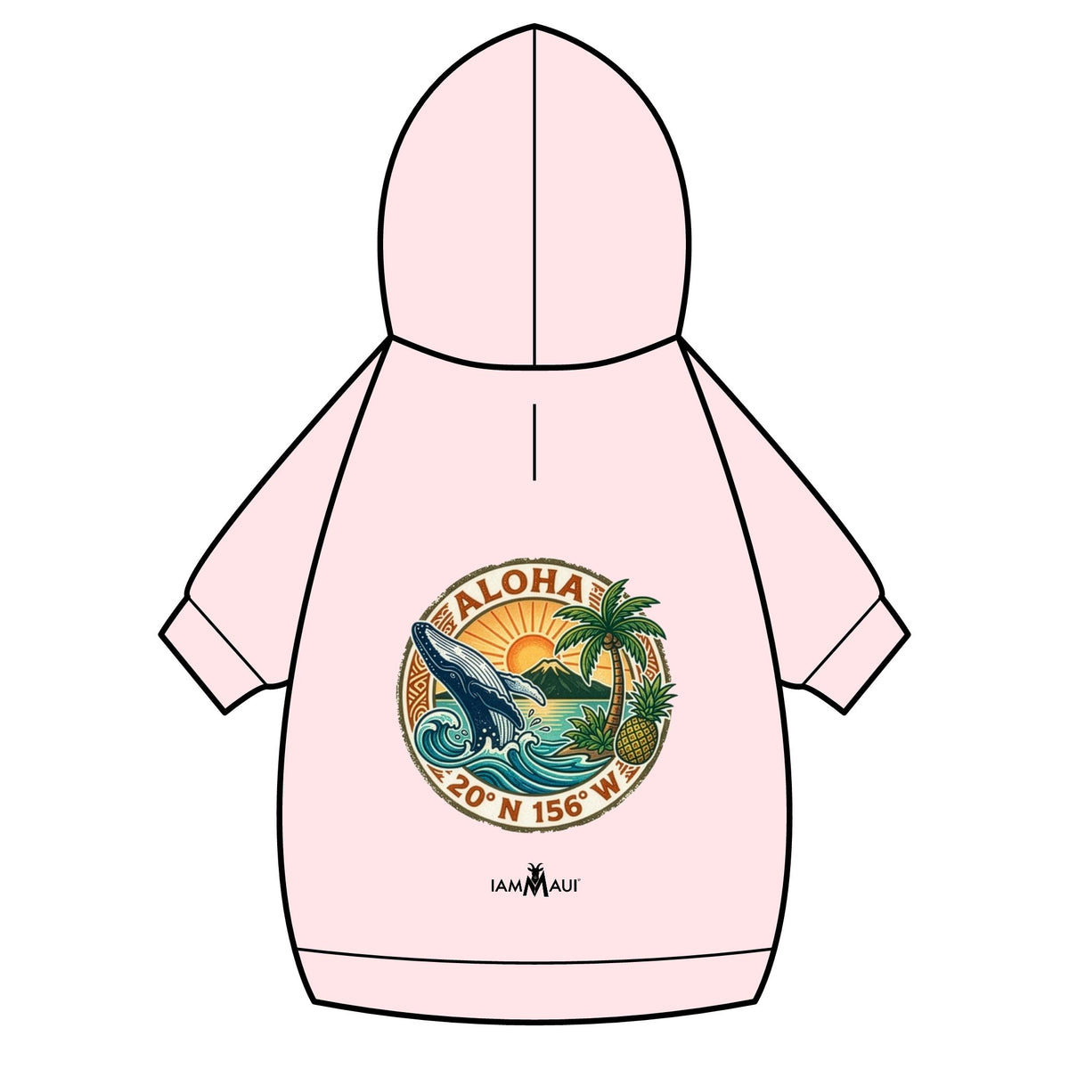 IAMMAUI® Aloha Surf Pet Hoodie — Tropical Wave Dog Sweatshirt with Collar Hole