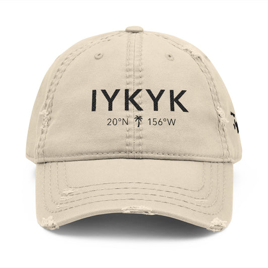IYKYK Distressed Dad Hat — Embroidered Island Coordinates