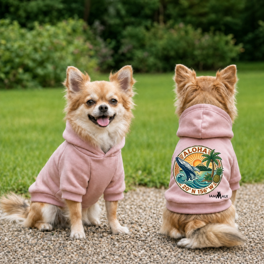 IAMMAUI® Aloha Surf Pet Hoodie — Tropical Wave Dog Sweatshirt with Collar Hole