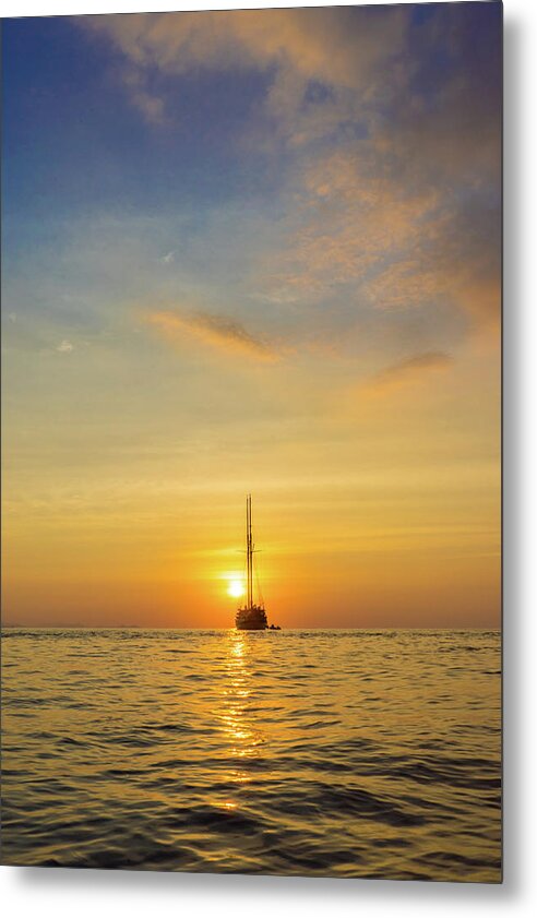 Sailing off into the Sunset - Metal Print